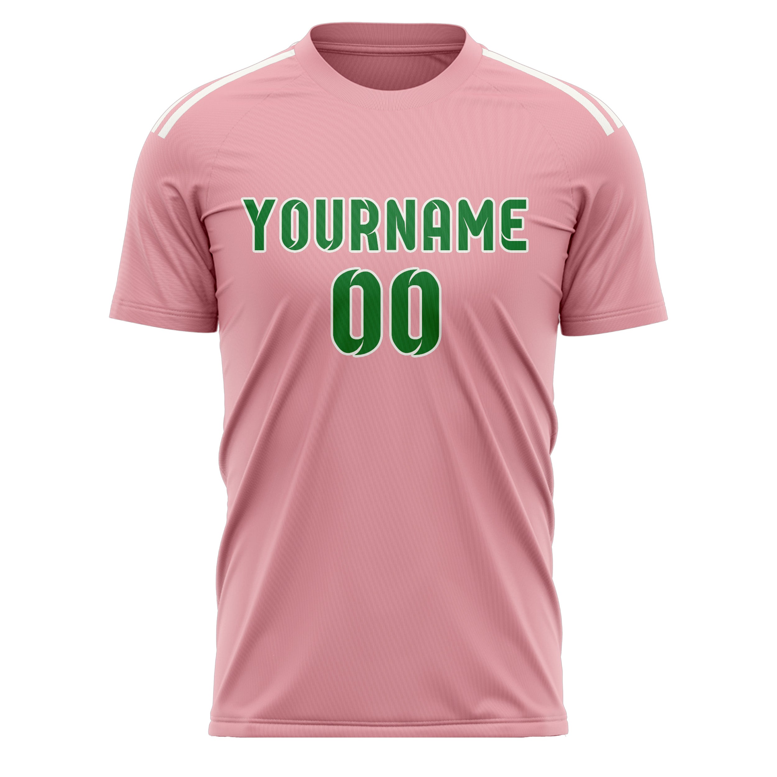Maillot de football personnalisé rose clair et vert émeraude