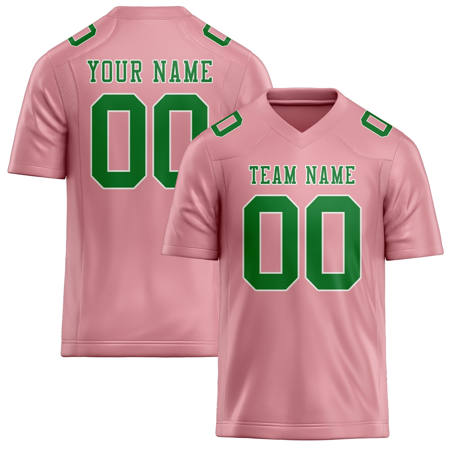 Maillot de football personnalisé rose clair et vert émeraude