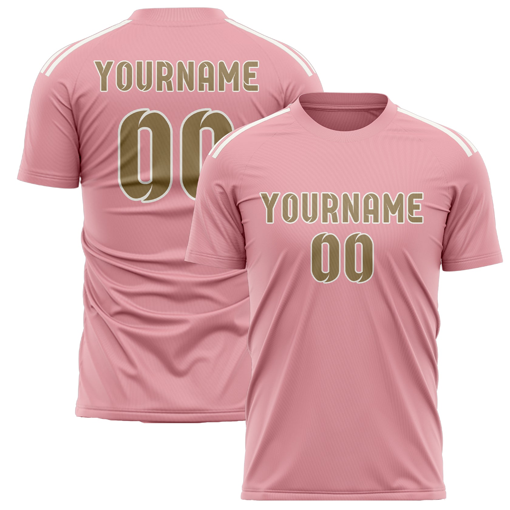 Maillot de football personnalisé rose clair et kaki clair