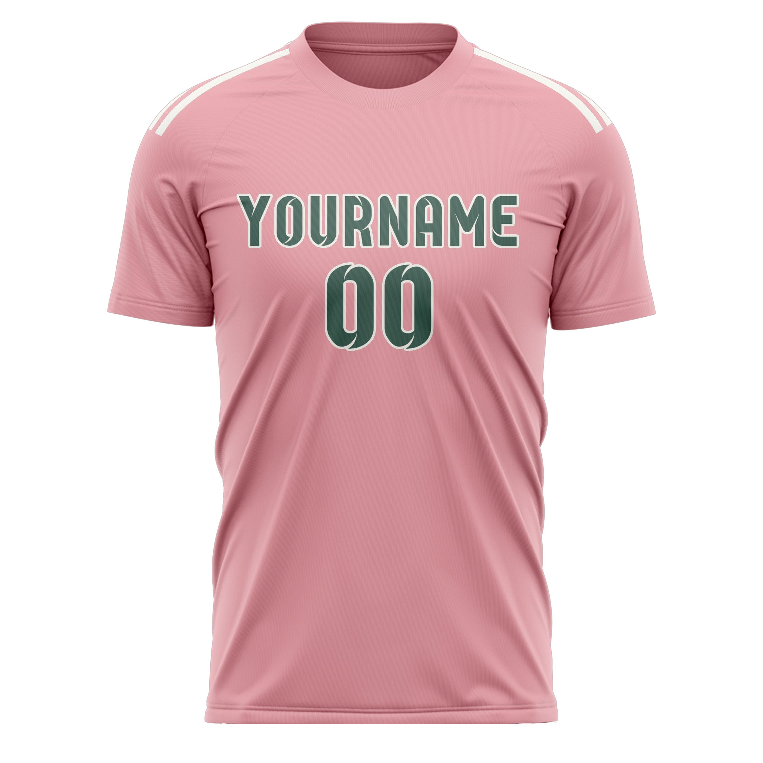 Maillot de football personnalisé rose clair, bleu et vert