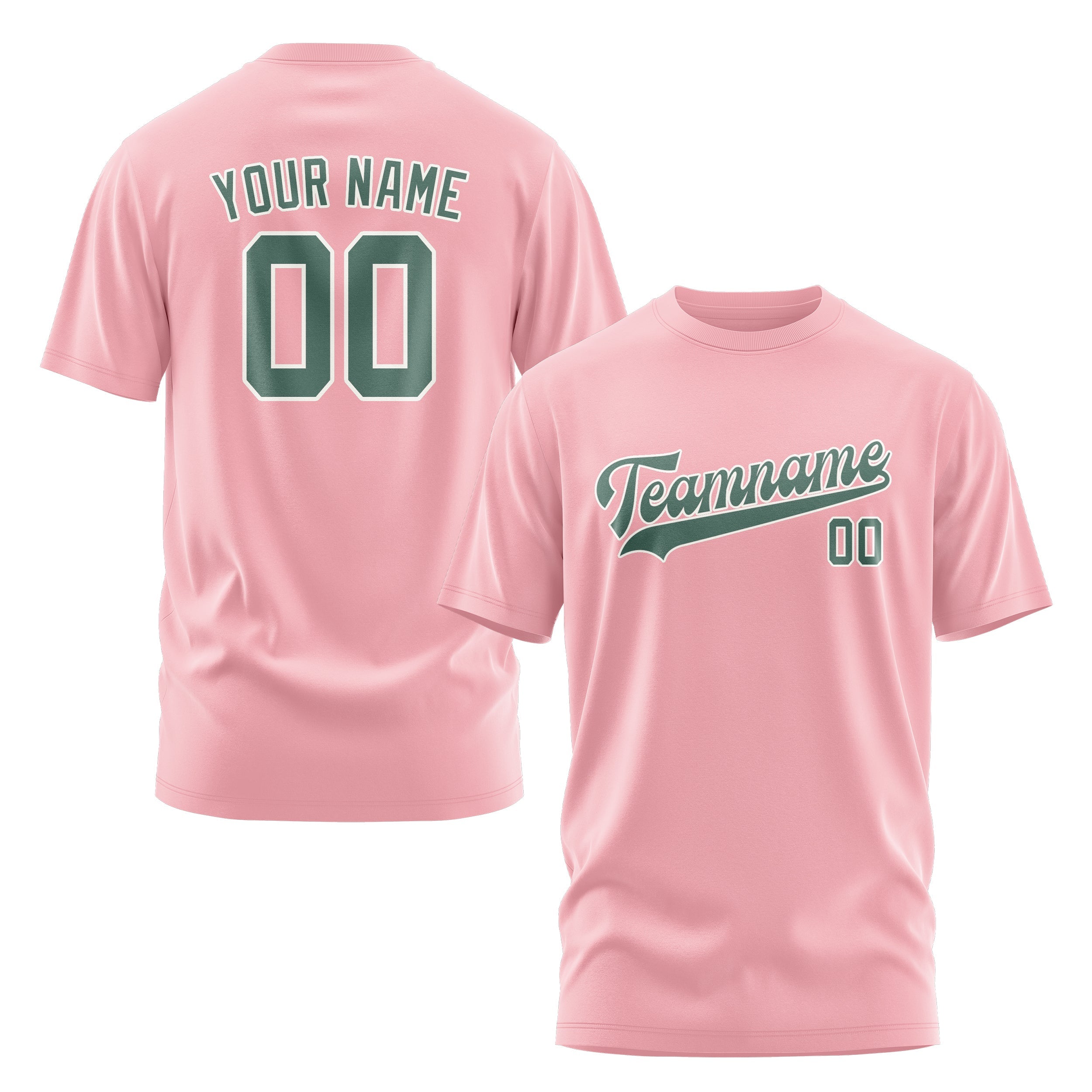 Custom Light Pink Blue Green T-Shirt