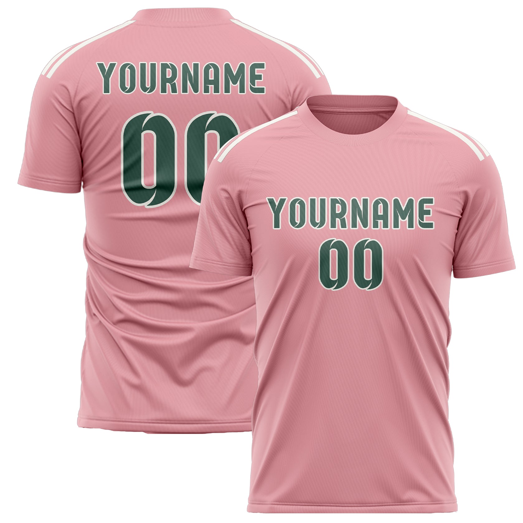 Maillot de football personnalisé rose clair, bleu et vert