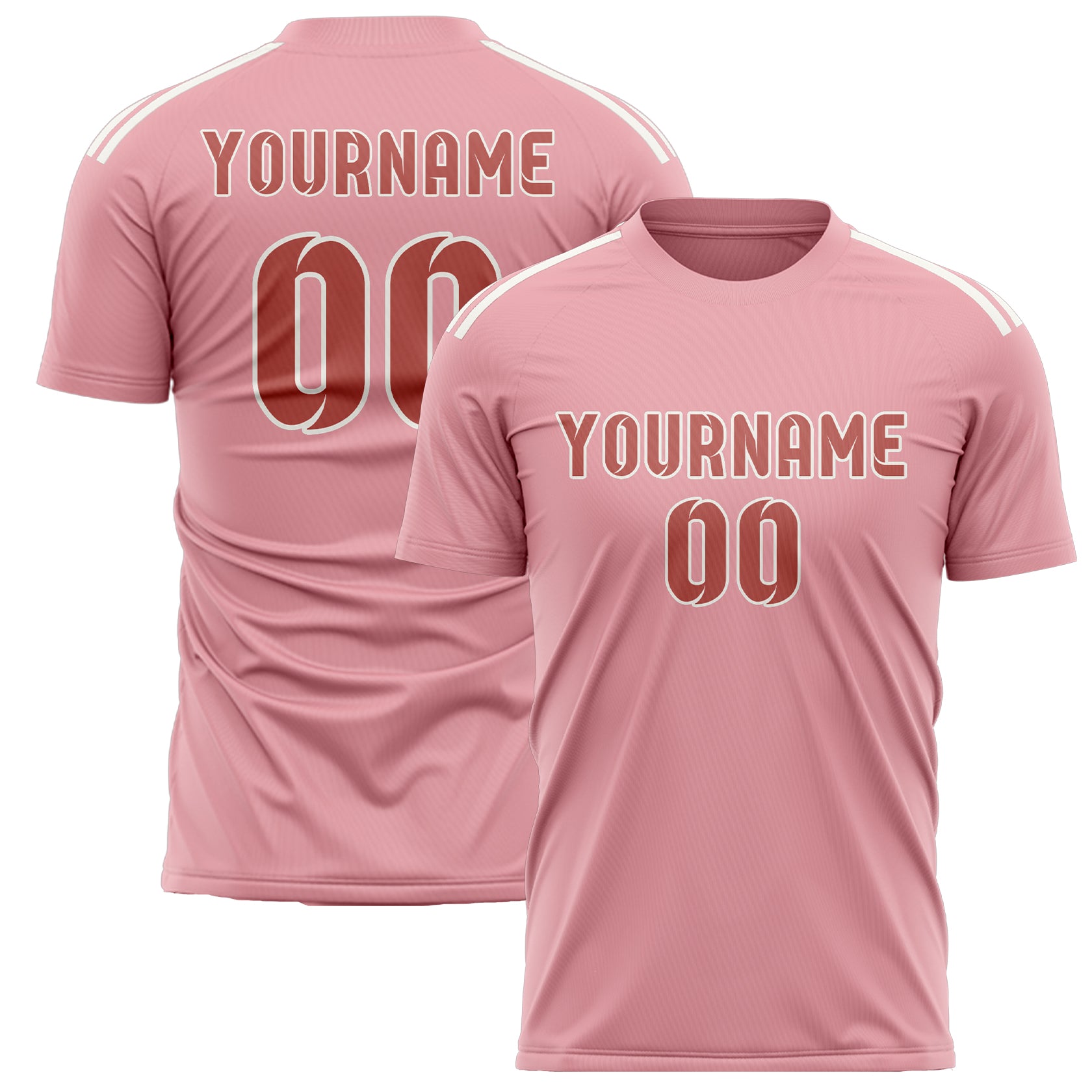 Maillot de football personnalisé rose clair et cuivre rose