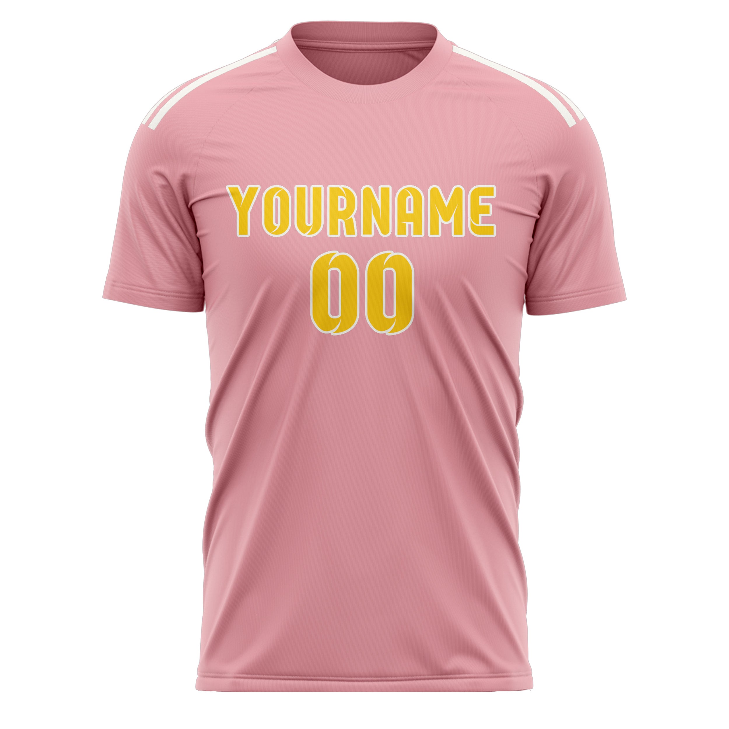 Maillot de football personnalisé rose clair et or