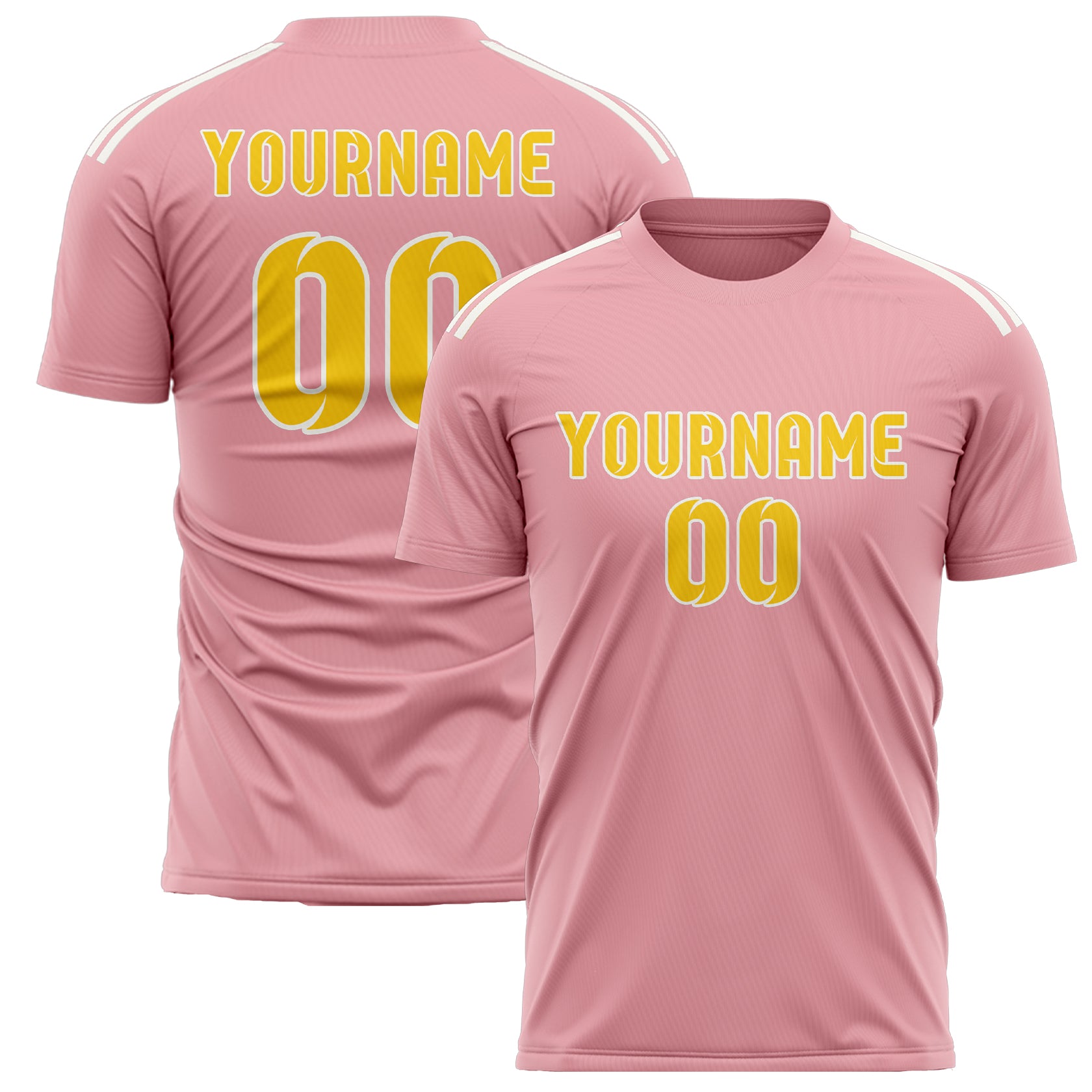 Maillot de football personnalisé rose clair et or