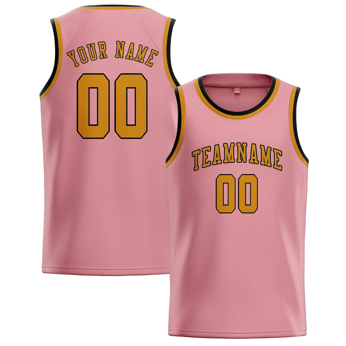 Maillot de basketball personnalisé rose clair et jaune