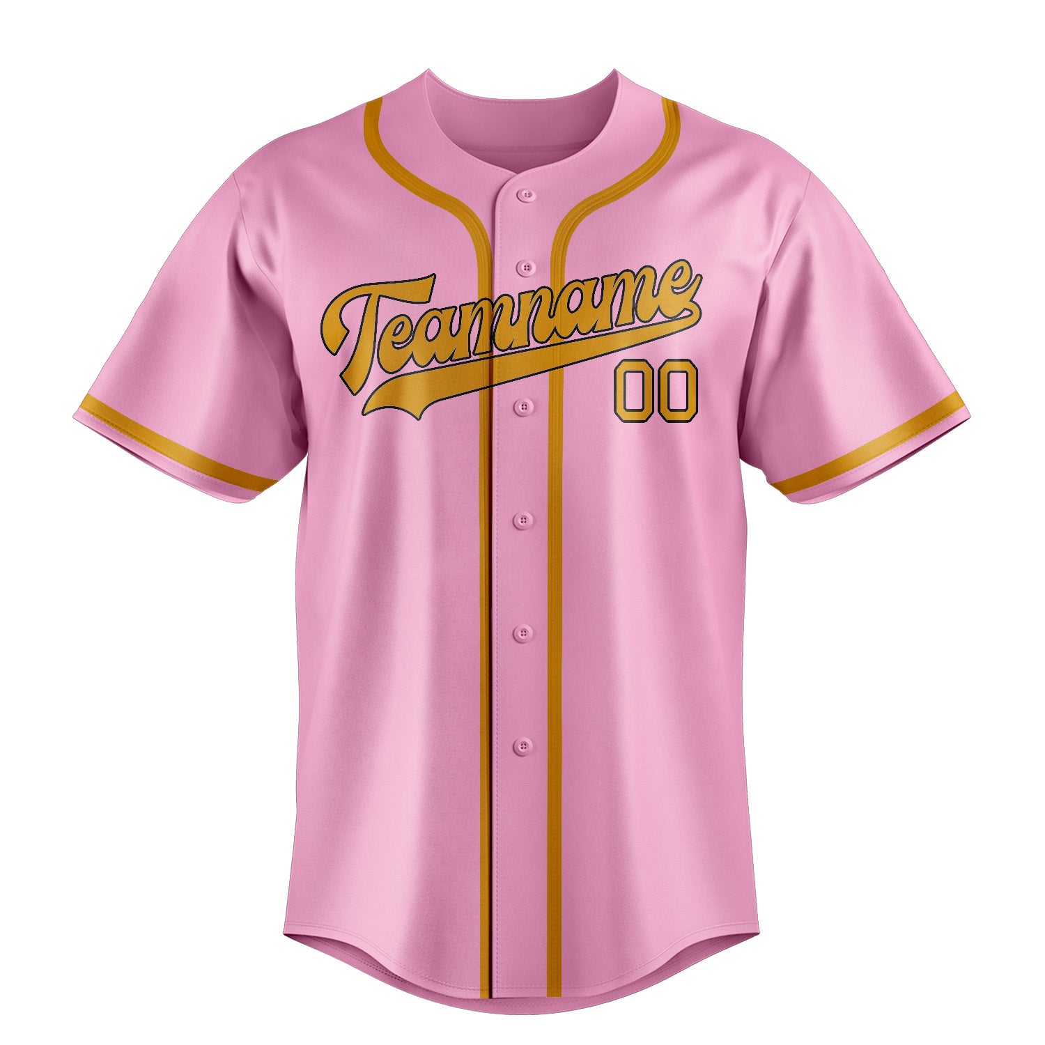 Maillot de baseball personnalisé rose clair et jaune