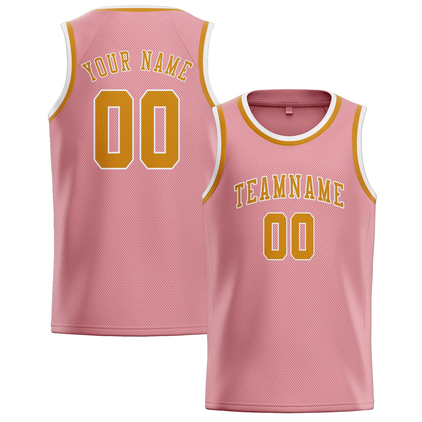 Maillot de basketball personnalisé rose clair et jaune