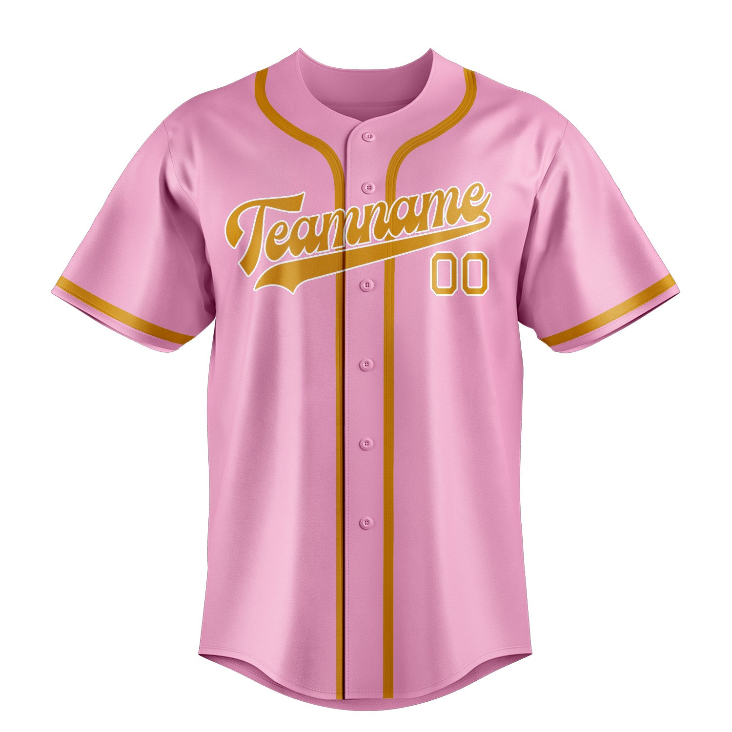 Maillot de baseball personnalisé rose clair et jaune