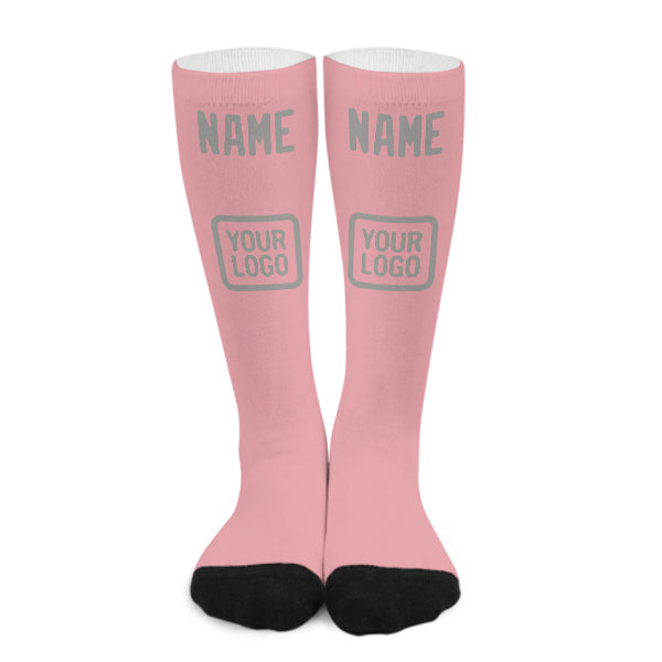 Chaussettes hautes personnalisées rose clair et grises
