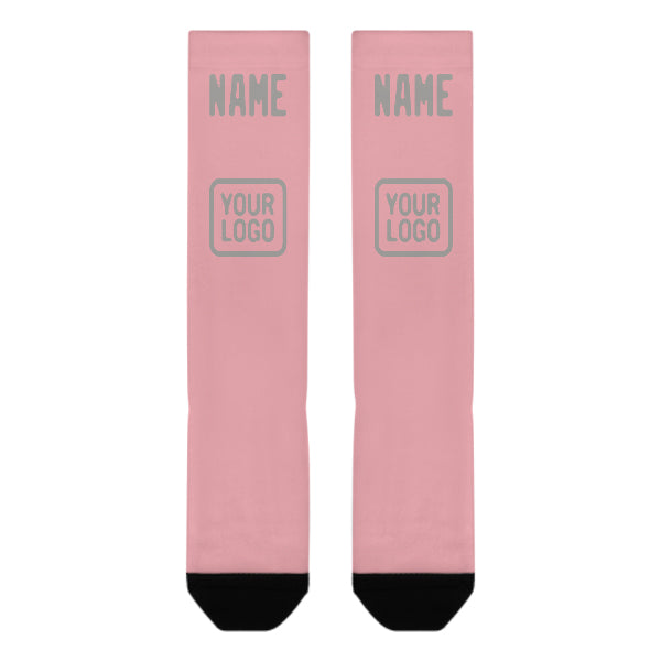 Chaussettes hautes personnalisées rose clair et grises