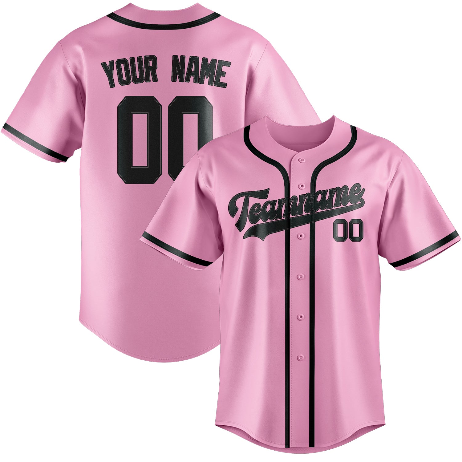 Maillot de baseball personnalisé rose clair et gris foncé