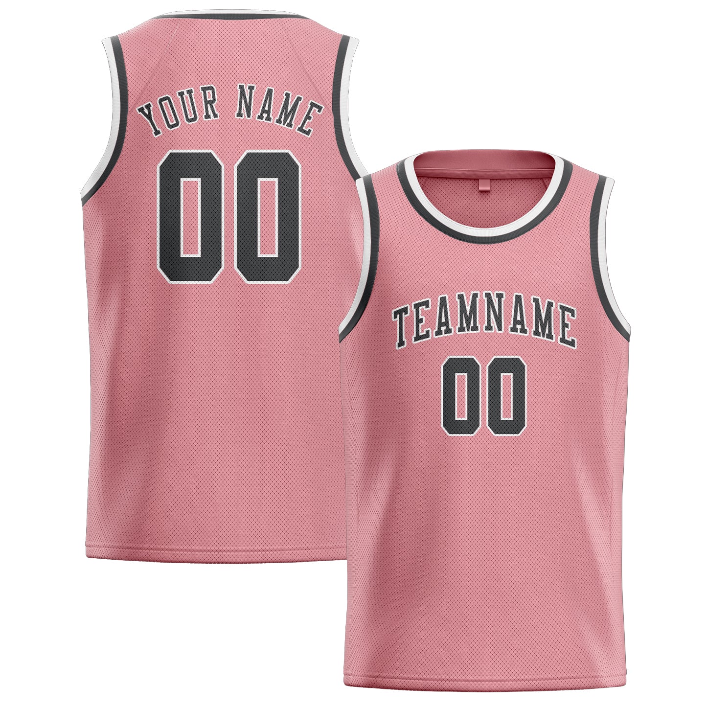 Maillot de basketball personnalisé rose clair et gris foncé