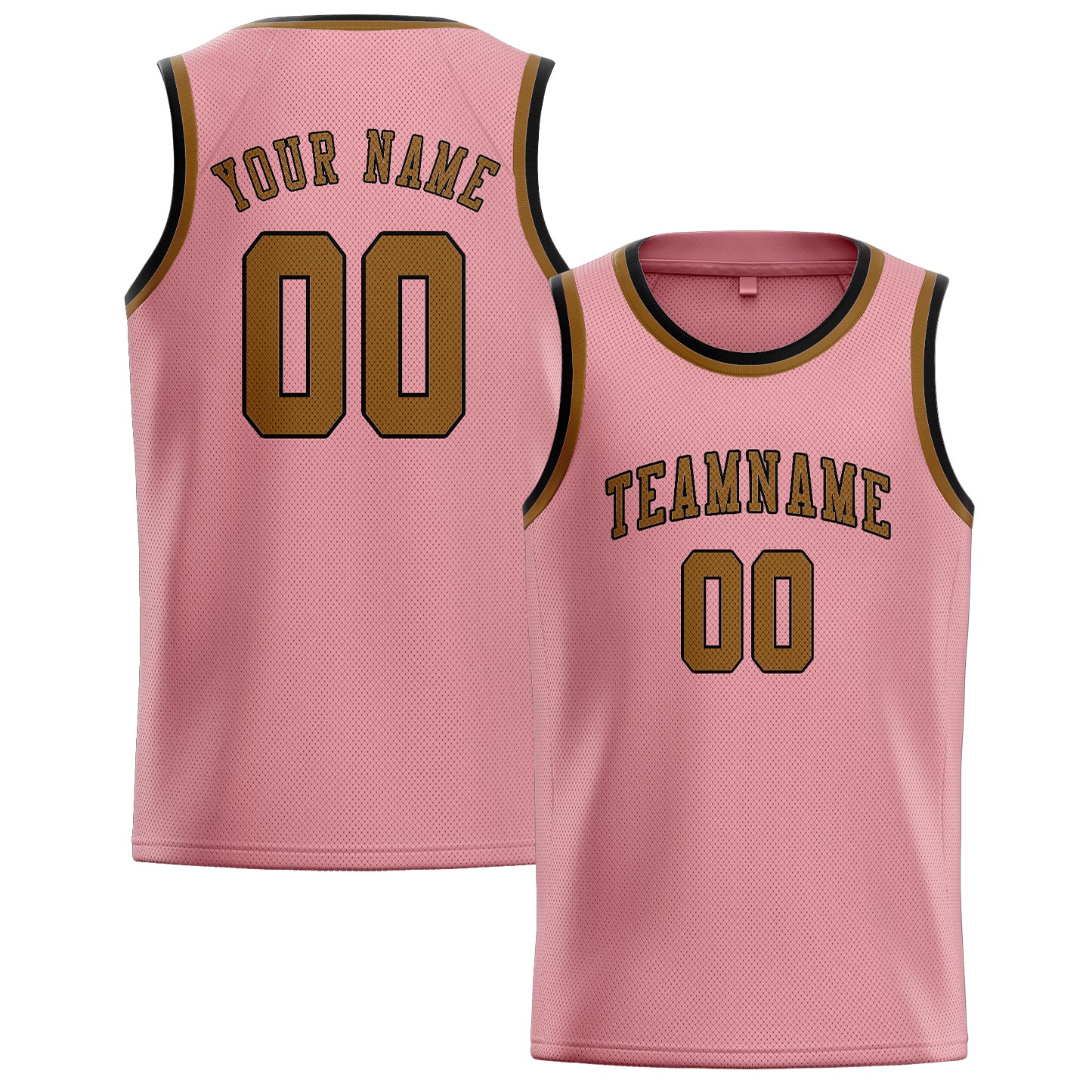 Maillot de basketball personnalisé rose clair et kaki