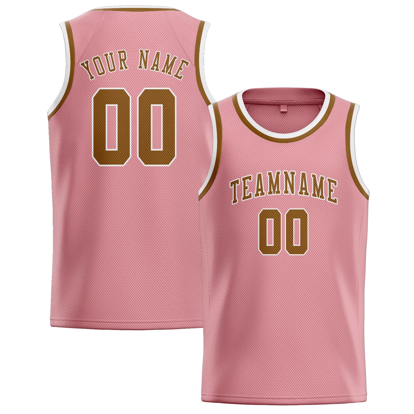 Maillot de basketball personnalisé rose clair et kaki