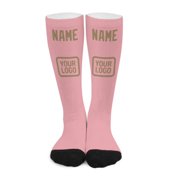 Chaussettes hautes personnalisées rose clair et kaki clair