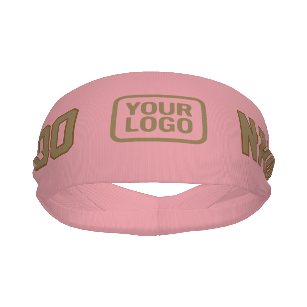 Bandeau de sport rose clair et kaki clair personnalisé
