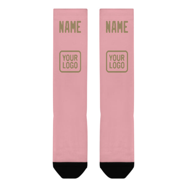 Chaussettes hautes personnalisées rose clair et kaki clair