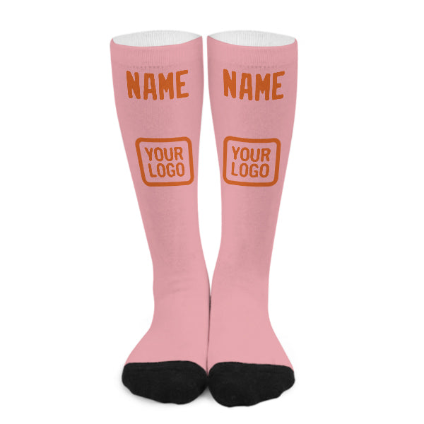 Chaussettes hautes personnalisées rose clair et orange