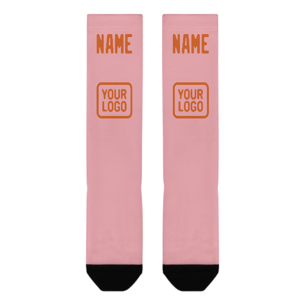 Chaussettes hautes personnalisées rose clair et orange