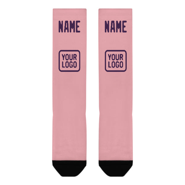 Chaussettes hautes personnalisées rose clair et violettes