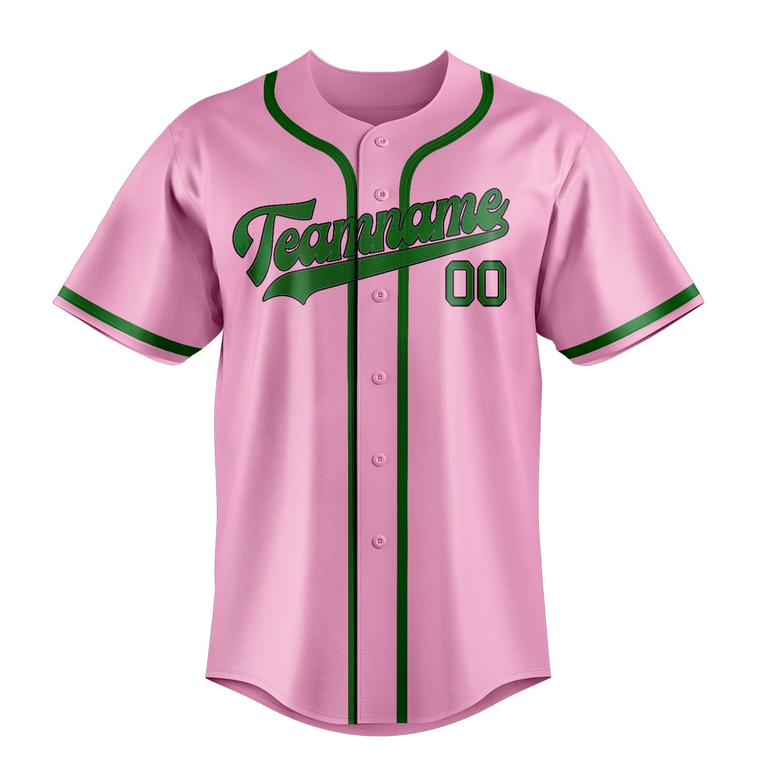 Maillot de baseball personnalisé rose clair et vert émeraude