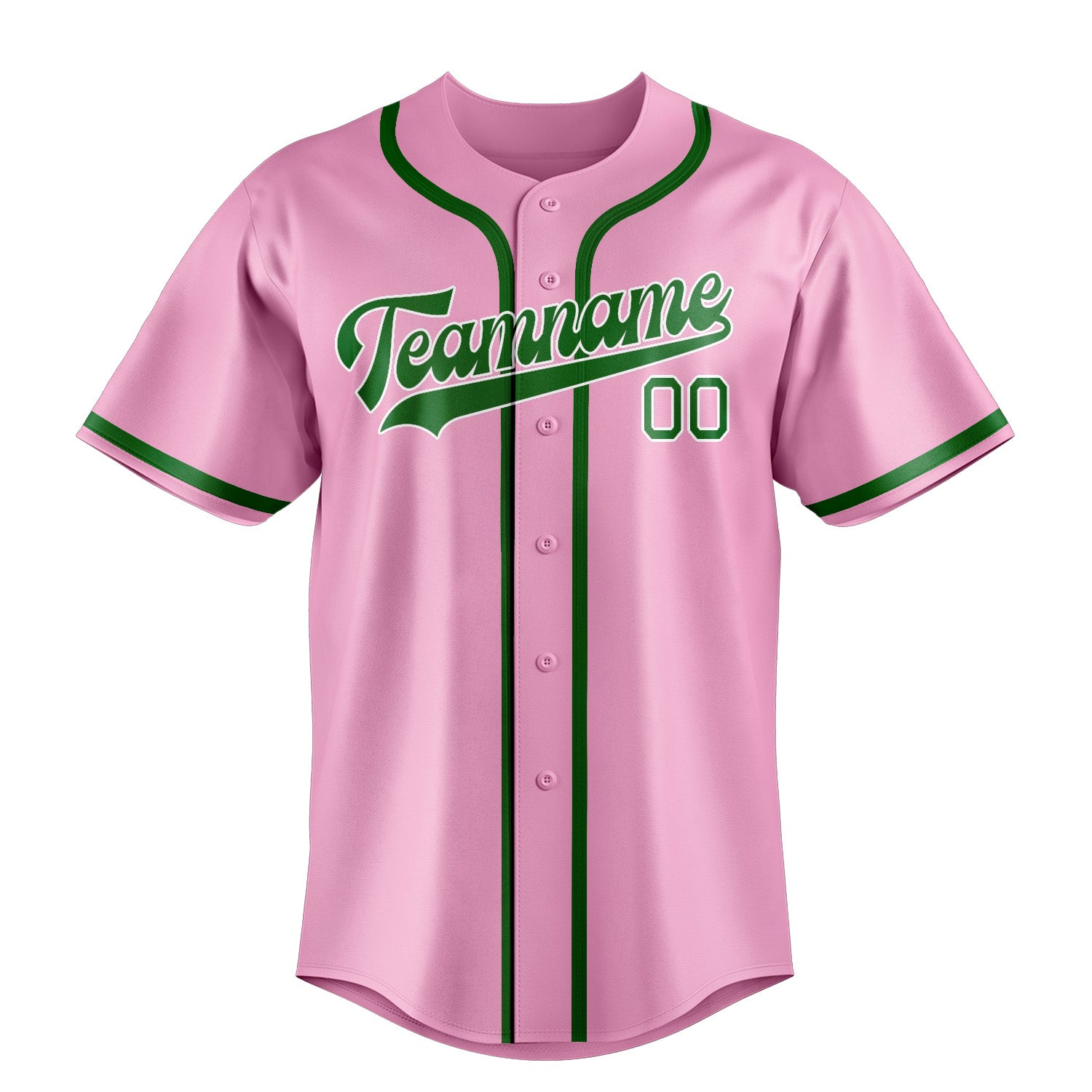 Maillot de baseball personnalisé rose clair et vert émeraude