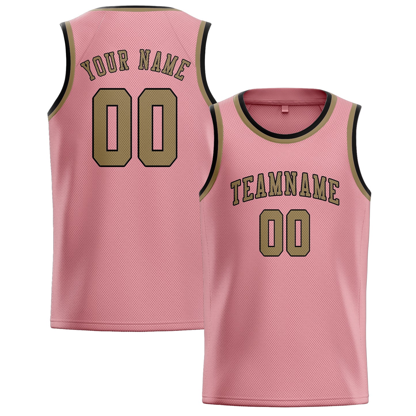 Maillot de basketball personnalisé rose clair et kaki clair