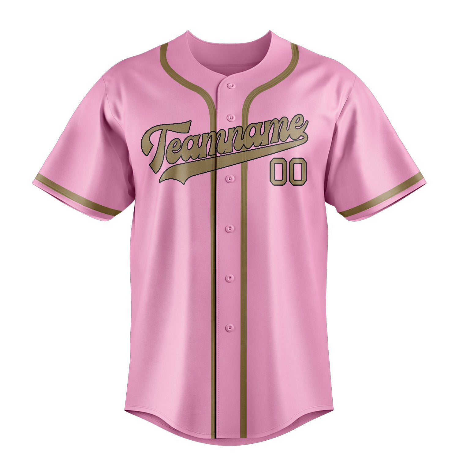 Maillot de baseball personnalisé rose clair et kaki clair