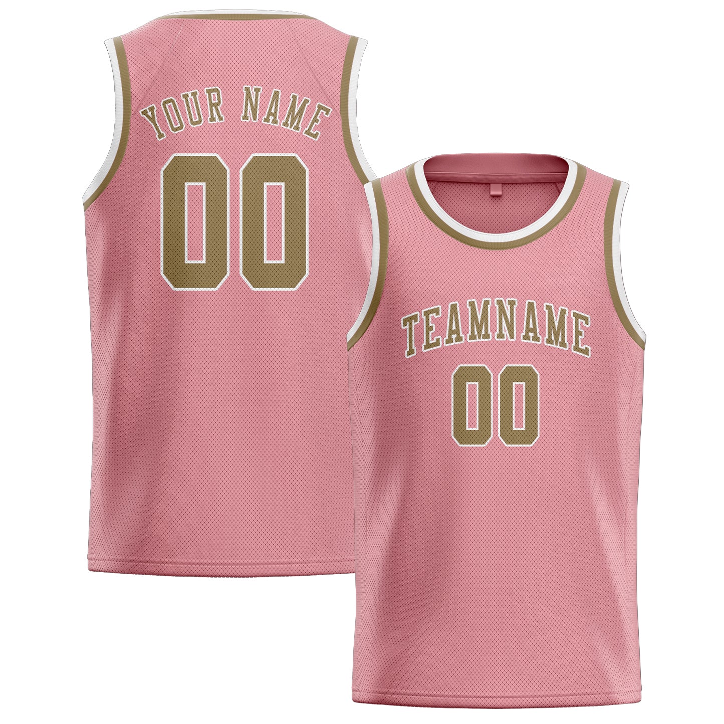 Maillot de basketball personnalisé rose clair et kaki clair