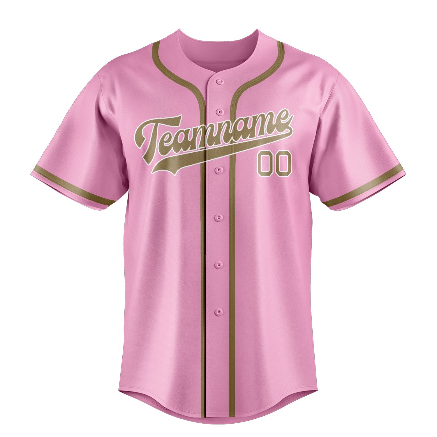 Maillot de baseball personnalisé rose clair et kaki clair