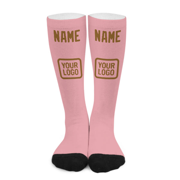 Chaussettes hautes kaki rose clair personnalisées