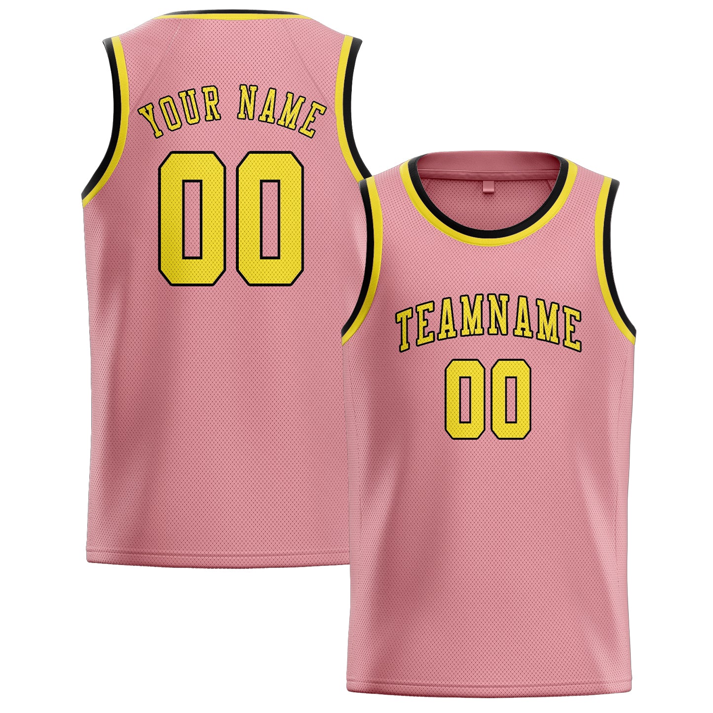 Maillot de basketball personnalisé rose clair et jaune clair