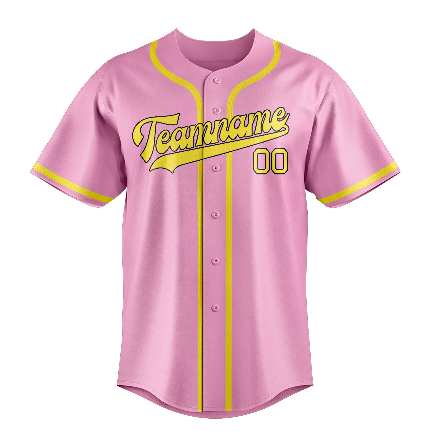 Maillot de baseball personnalisé rose clair et jaune clair