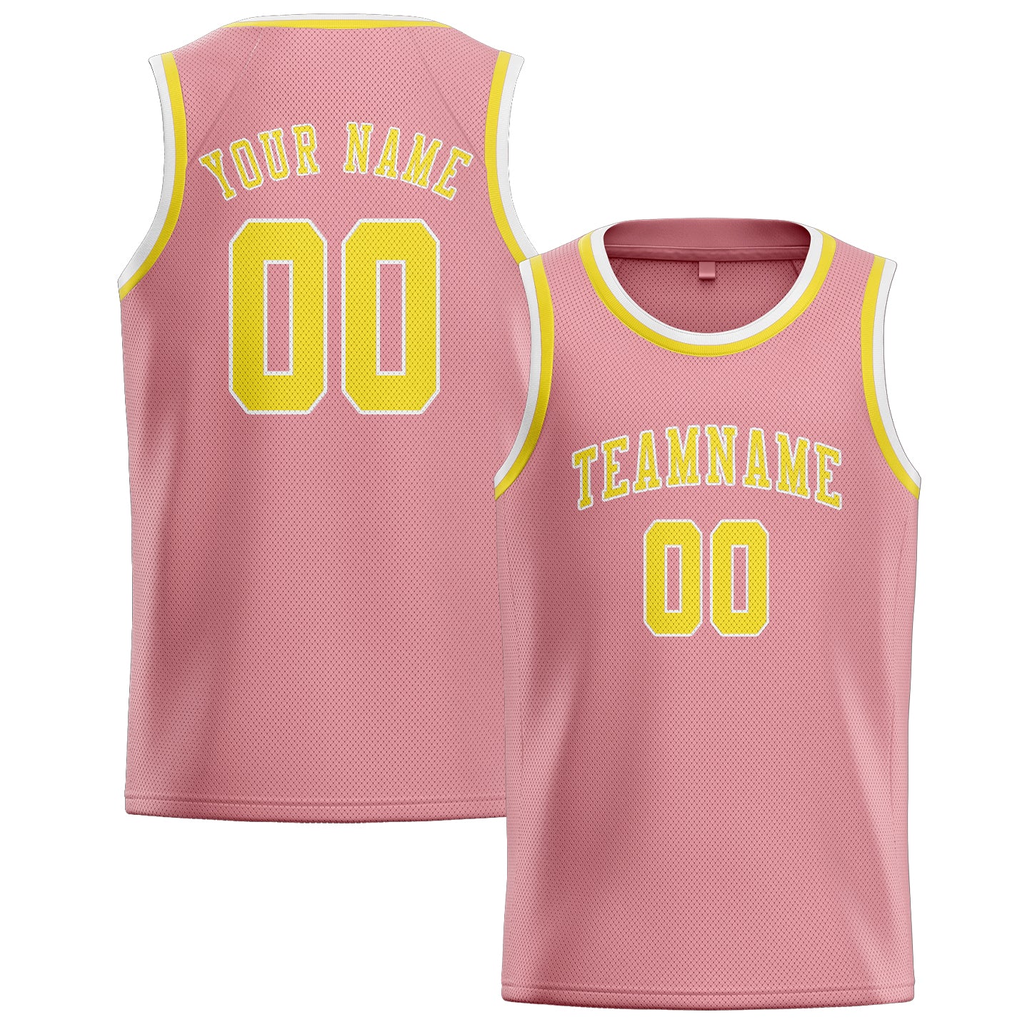 Maillot de basketball personnalisé rose clair et jaune clair