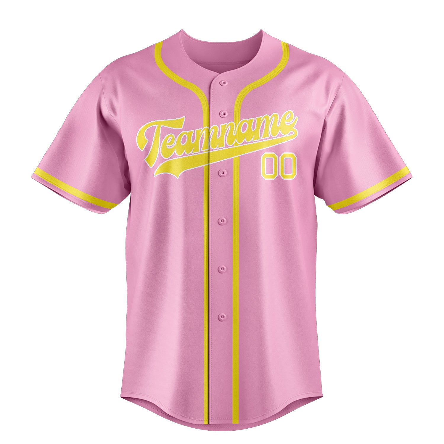 Maillot de baseball personnalisé rose clair et jaune clair
