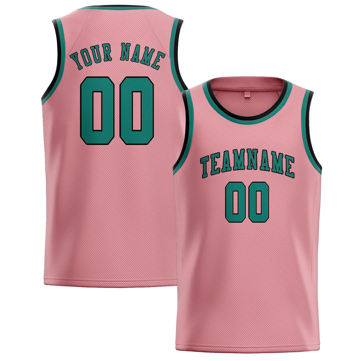 Maillot de basketball personnalisé rose clair, bleu et vert
