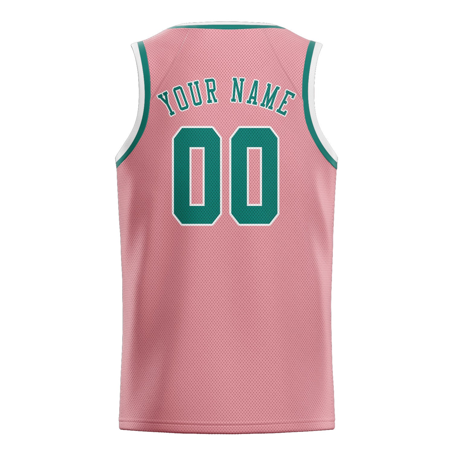 Maillot de basketball personnalisé rose clair, bleu et vert