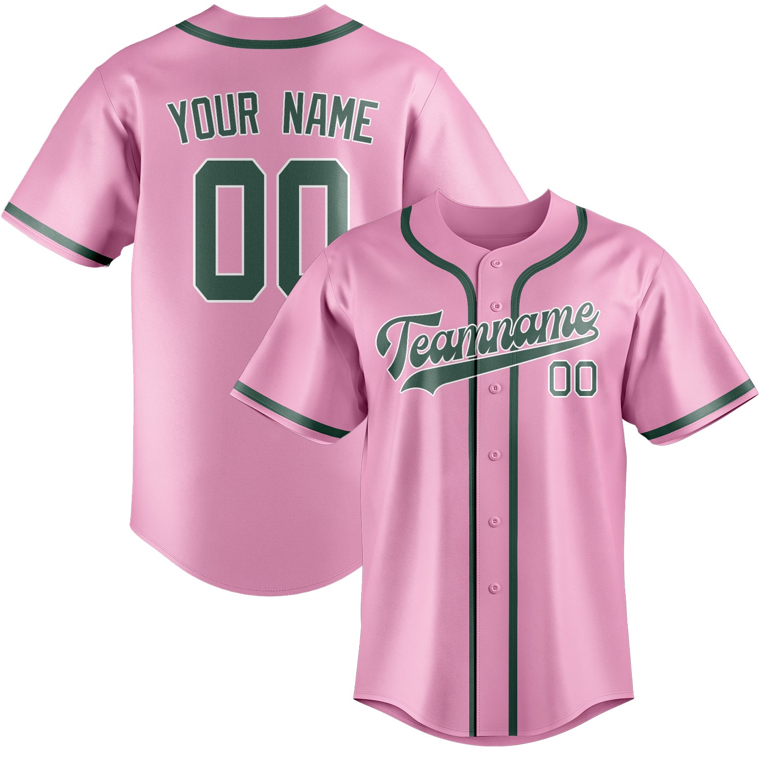 Maillot de baseball personnalisé rose clair, bleu et vert