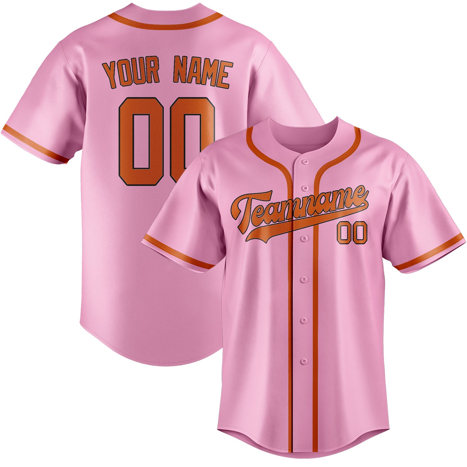 Maillot de baseball personnalisé rose clair et orange