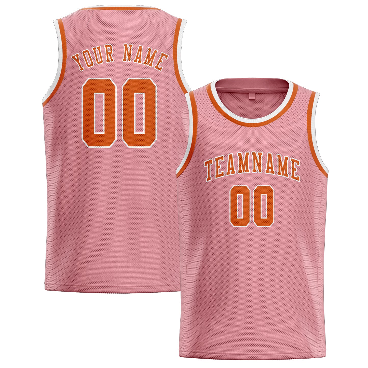 Maillot de basketball personnalisé rose clair et orange