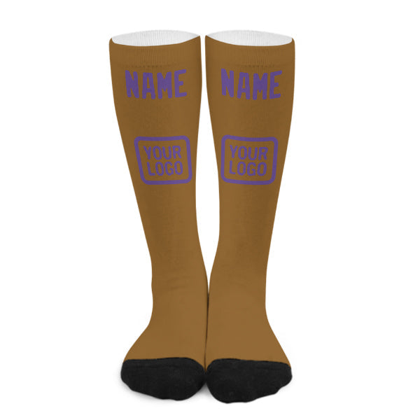 Chaussettes hautes kaki et violet clair personnalisées