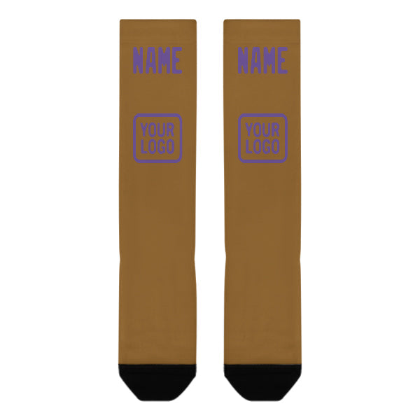 Chaussettes hautes kaki et violet clair personnalisées