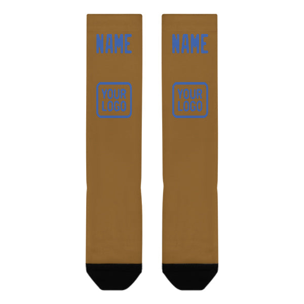 Chaussettes hautes kaki bleu ciel personnalisées