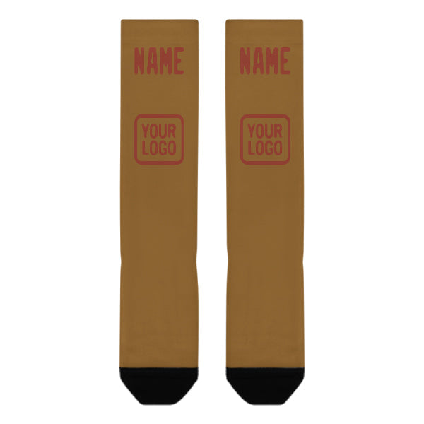 Chaussettes hautes kaki et corail personnalisées