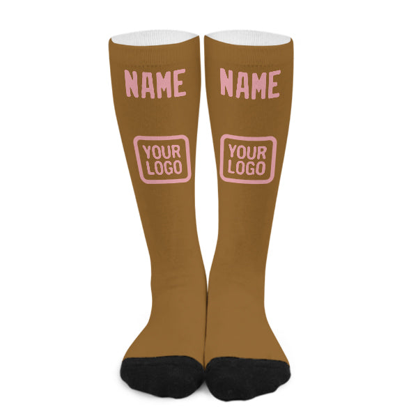 Chaussettes hautes kaki rose clair personnalisées