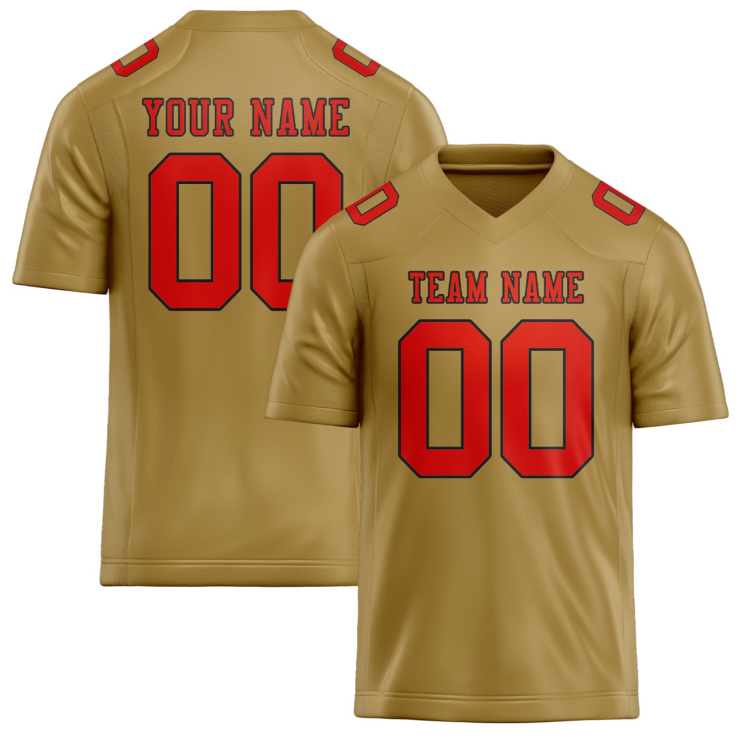 Custom Khaki Orange Red Football Jersey