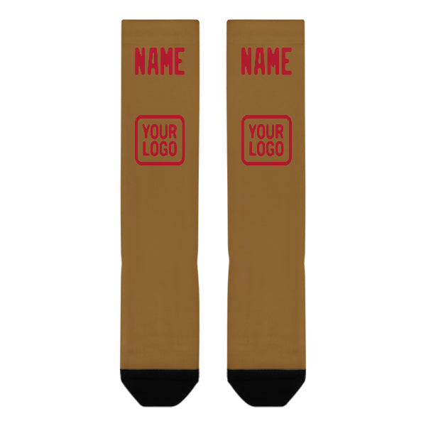 Chaussettes hautes kaki rouges personnalisées