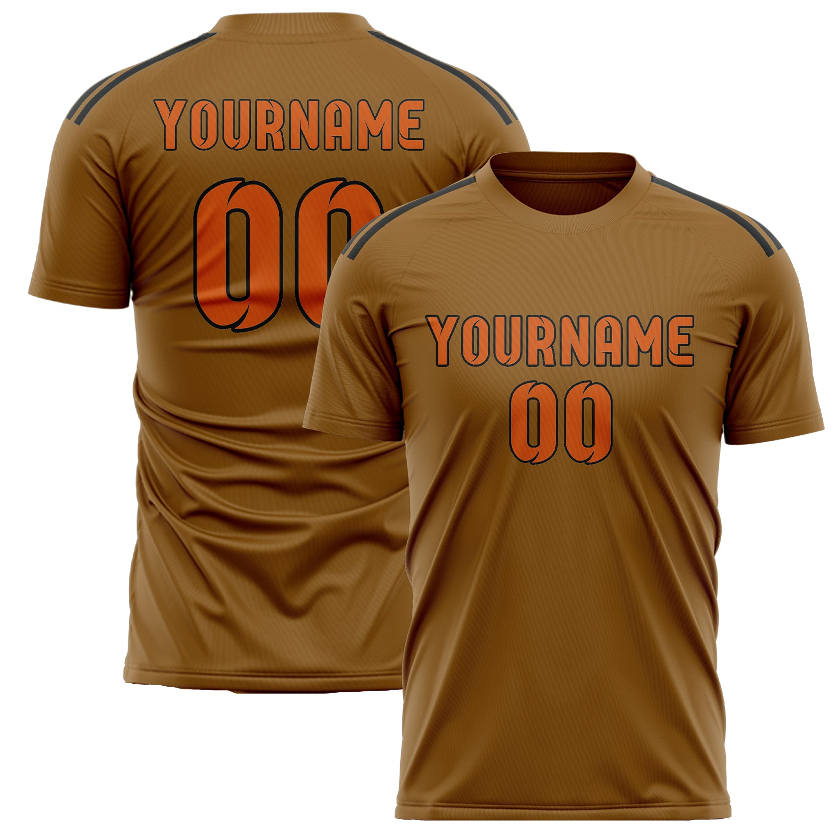 Maillot de football personnalisé kaki orange