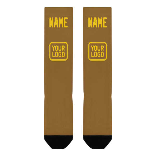 Chaussettes hautes kaki et or personnalisées
